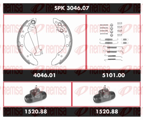 Kit de freins, freins à tambours REMSA SPK 3046.07