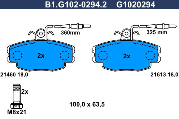 Kit de plaquettes de frein, frein à disque GALFER B1.G102-0294.2