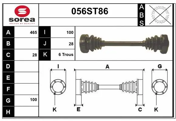 Arbre de transmission STARTCAR 056ST86