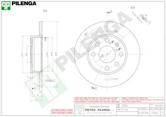 Disque de frein PILENGA 5062
