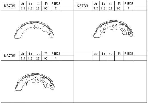 Jeu de mâchoires de frein ASIMCO K3739