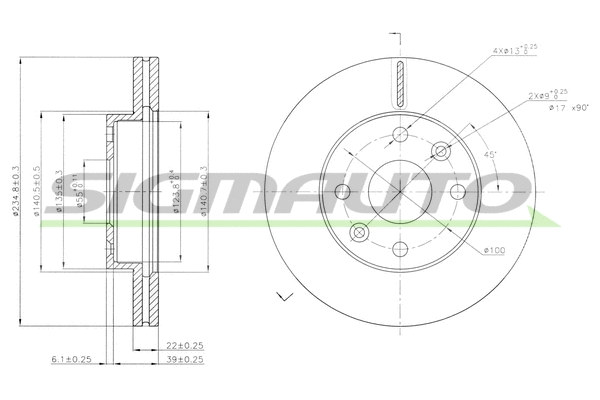 Disque de frein SIGMAUTO DBB391V