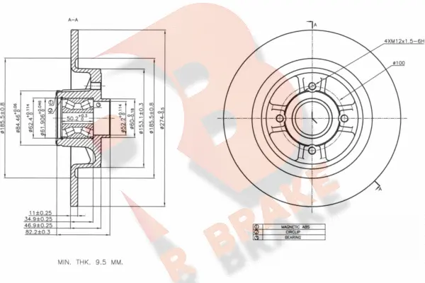 Disque de frein R BRAKE 78RBD16329