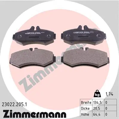 Kit de plaquettes de frein, frein à disque ZIMMERMANN 23022.205.1