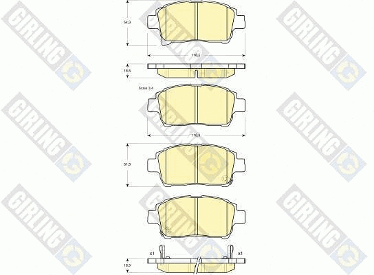 Kit de plaquettes de frein, frein à disque GIRLING 6133179