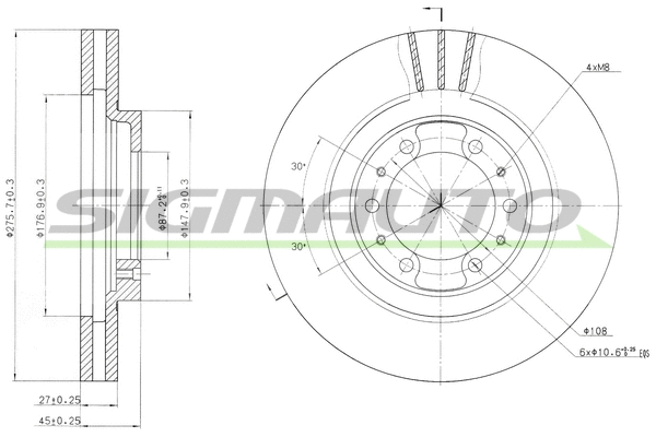 Disque de frein SIGMAUTO DBA974V