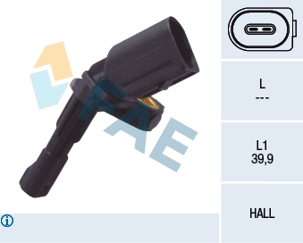 Capteur, vitesse de roue FAE 78102
