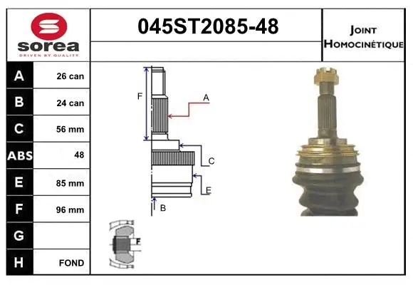 Jeu de joints, arbre de transmission STARTCAR 045ST2085-48