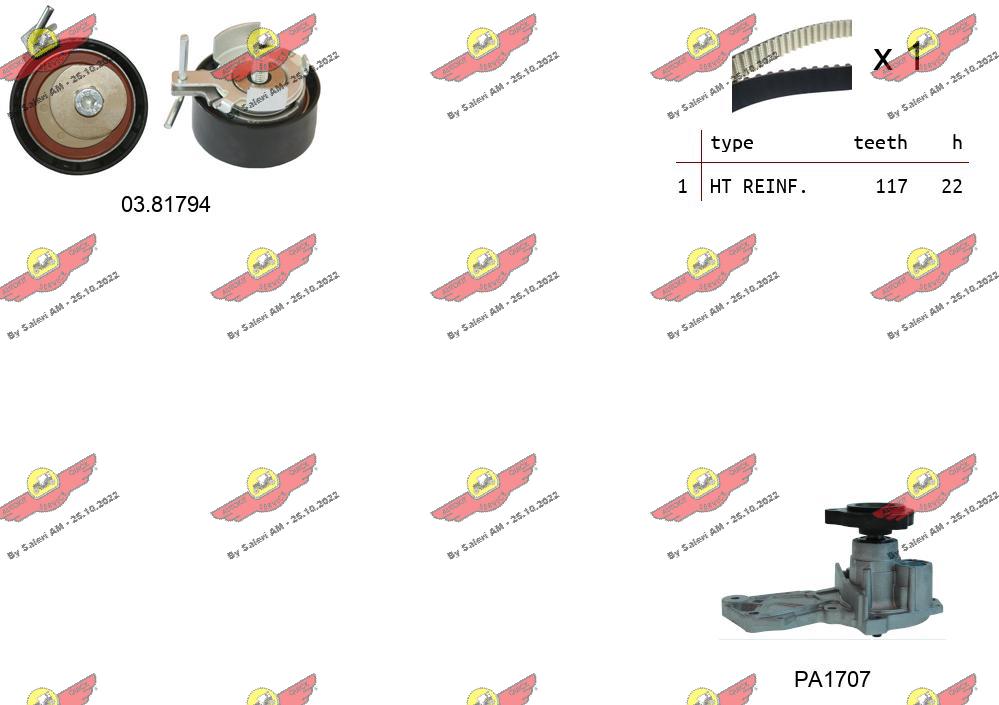 Pompe à eau + kit de courroie crantée AUTOKIT 04.5353PA2