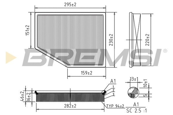 Filtre à air BREMSI FA1570