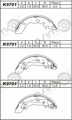 Jeu de mâchoires de frein ASIMCO K9701