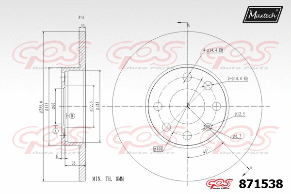 Disque de frein MAXTECH 871538