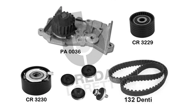 Pompe à eau + kit de courroie crantée BREDA LORETT KPA0576A