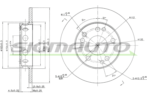 Disque de frein SIGMAUTO DBA053S