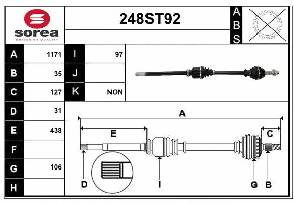 Arbre de transmission STARTCAR 248ST92