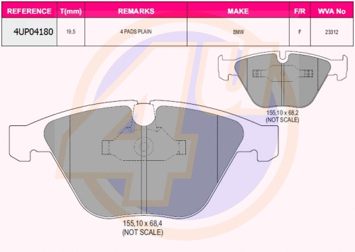 Kit de plaquettes de frein, frein à disque 4u 4UP04180