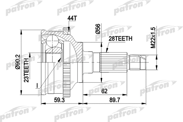 Jeu de joints, arbre de transmission PATRON PCV1335