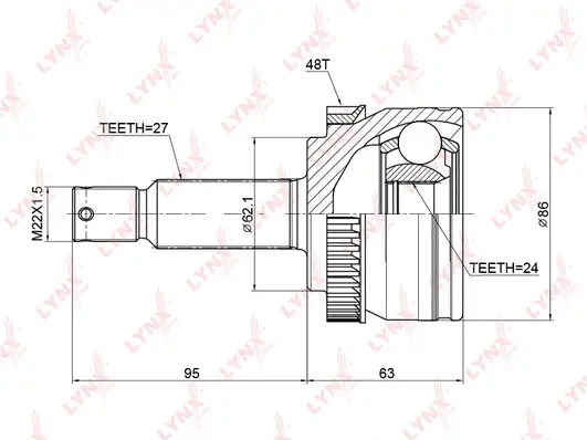 Jeu de joints, arbre de transmission LYNXAUTO CO-3769A