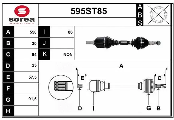 Arbre de transmission STARTCAR 595ST85
