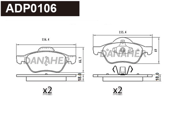 Kit de plaquettes de frein, frein à disque DANAHER ADP0106