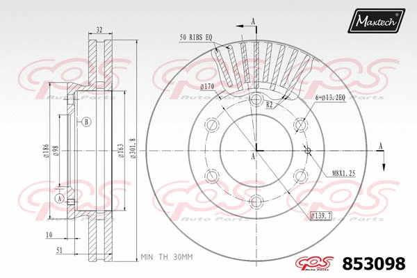 Disque de frein MAXTECH 853098