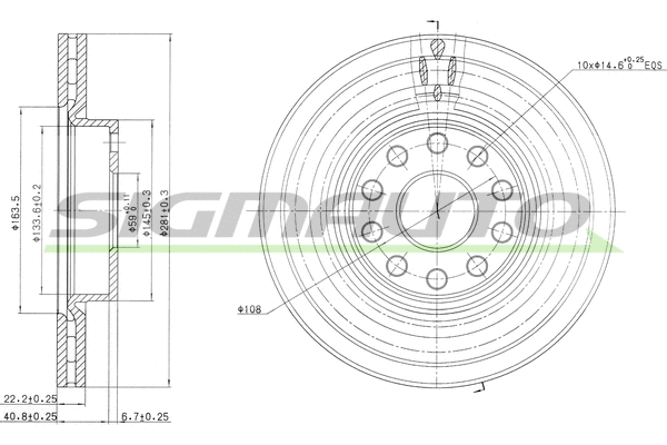 Disque de frein SIGMAUTO DBA803V