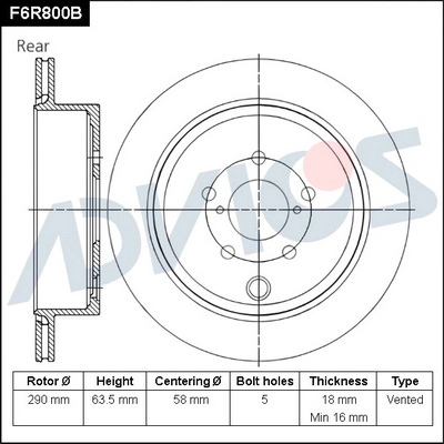 Disque de frein ADVICS F6R800B