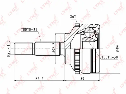 Jeu de joints, arbre de transmission LYNXAUTO CO-6304A