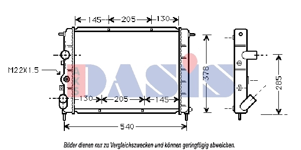 Radiateur, refroidissement du moteur AKS DASIS 181560N