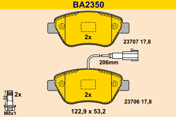 Kit de plaquettes de frein, frein à disque BARUM BA2350