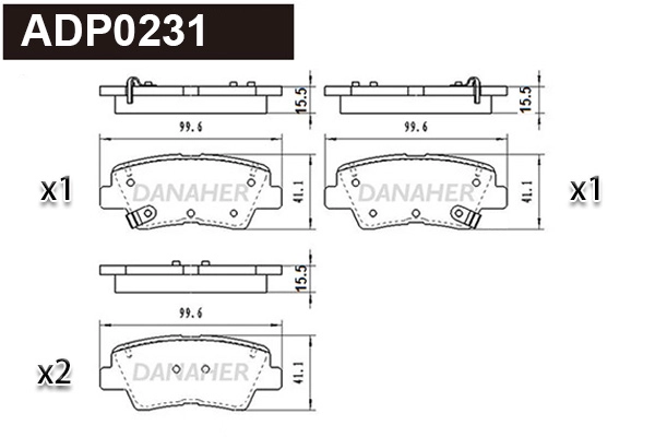 Kit de plaquettes de frein, frein à disque DANAHER ADP0231