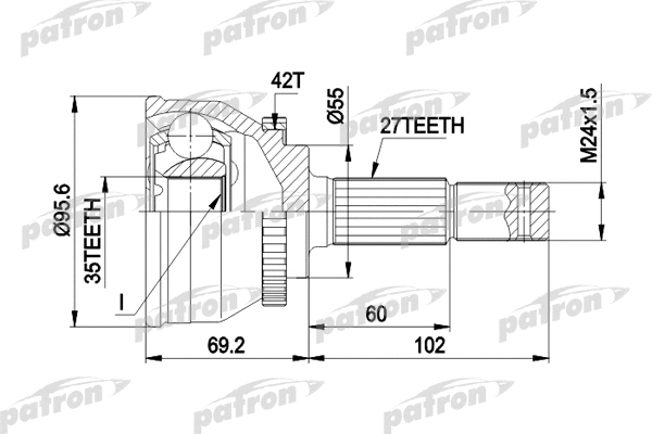 Jeu de joints, arbre de transmission PATRON PCV9094