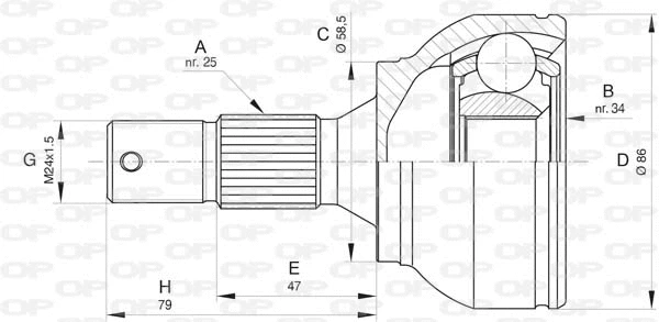 Jeu de joints, arbre de transmission OPEN PARTS CVJ5802.10