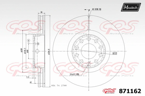 Disque de frein MAXTECH 871162