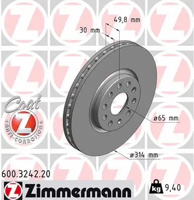 Disque de frein ZIMMERMANN 600.3242.20