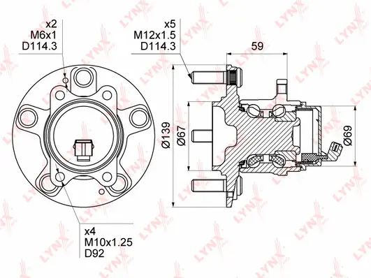 Kit de roulements de roue LYNXAUTO WH-1381