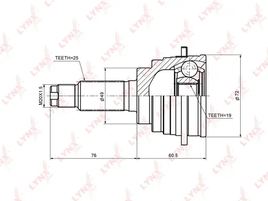 Jeu de joints, arbre de transmission LYNXAUTO CO-7328
