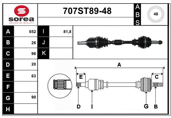 Arbre de transmission STARTCAR 707ST89-48