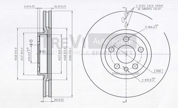 Disque de frein TREVI AUTOMOTIVE BD1098