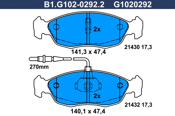 Kit de plaquettes de frein, frein à disque GALFER B1.G102-0292.2