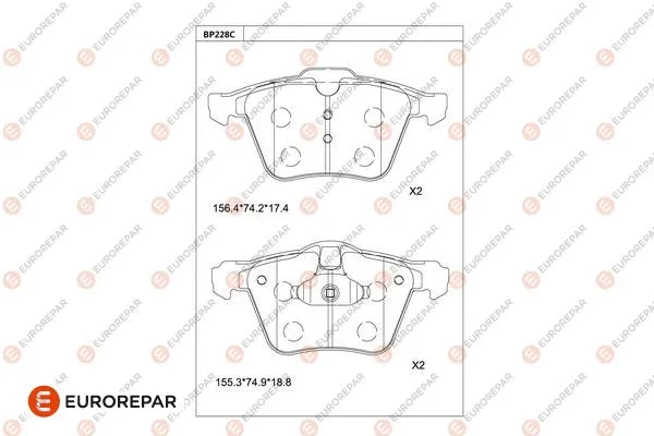 Kit de plaquettes de frein, frein à disque EUROREPAR 1681256480
