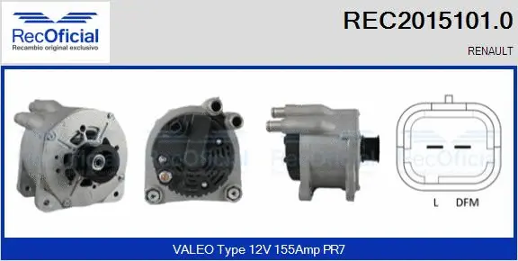 Alternateur RECOFICIAL REC2015101.0