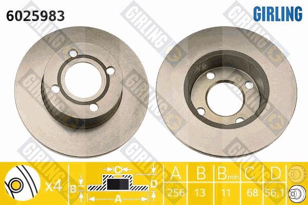 Disque de frein GIRLING 6025983