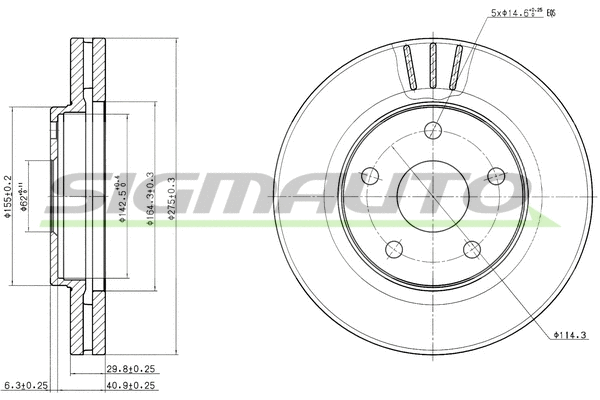 Disque de frein SIGMAUTO DBB859V