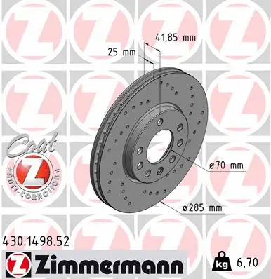 Disque de frein ZIMMERMANN 430.1498.52