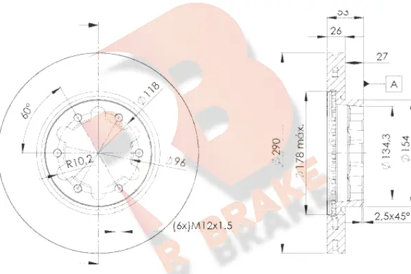 Disque de frein R BRAKE 78RBD26031