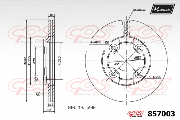 Disque de frein MAXTECH 857003