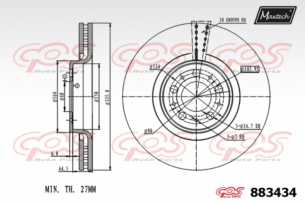 Disque de frein MAXTECH 883434