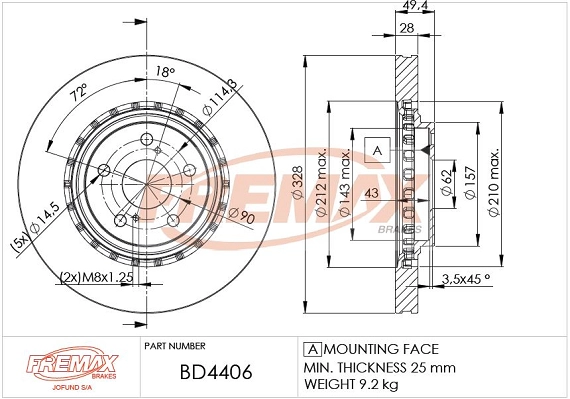 Disque de frein FREMAX BD-4406
