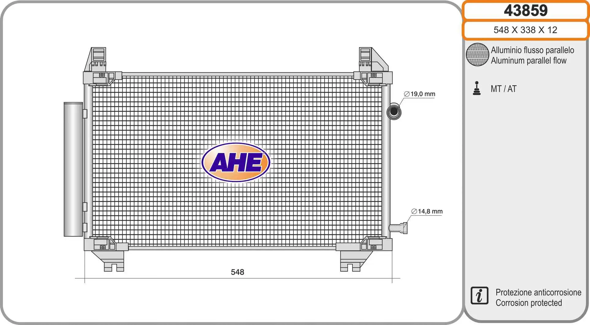 Condenseur, climatisation AHE 43859
